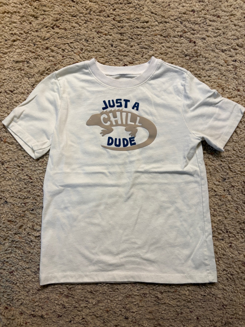 Garanimals White Short Sleeve Tee with Beige Lizard Graphic and Navy Text